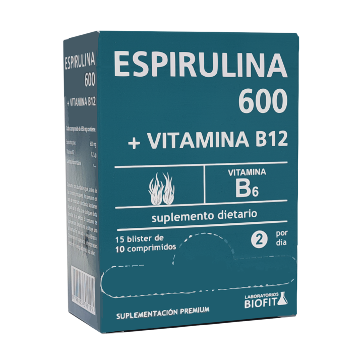 Espirulina 600 + Vitamina B12 Laboratorio BioFit